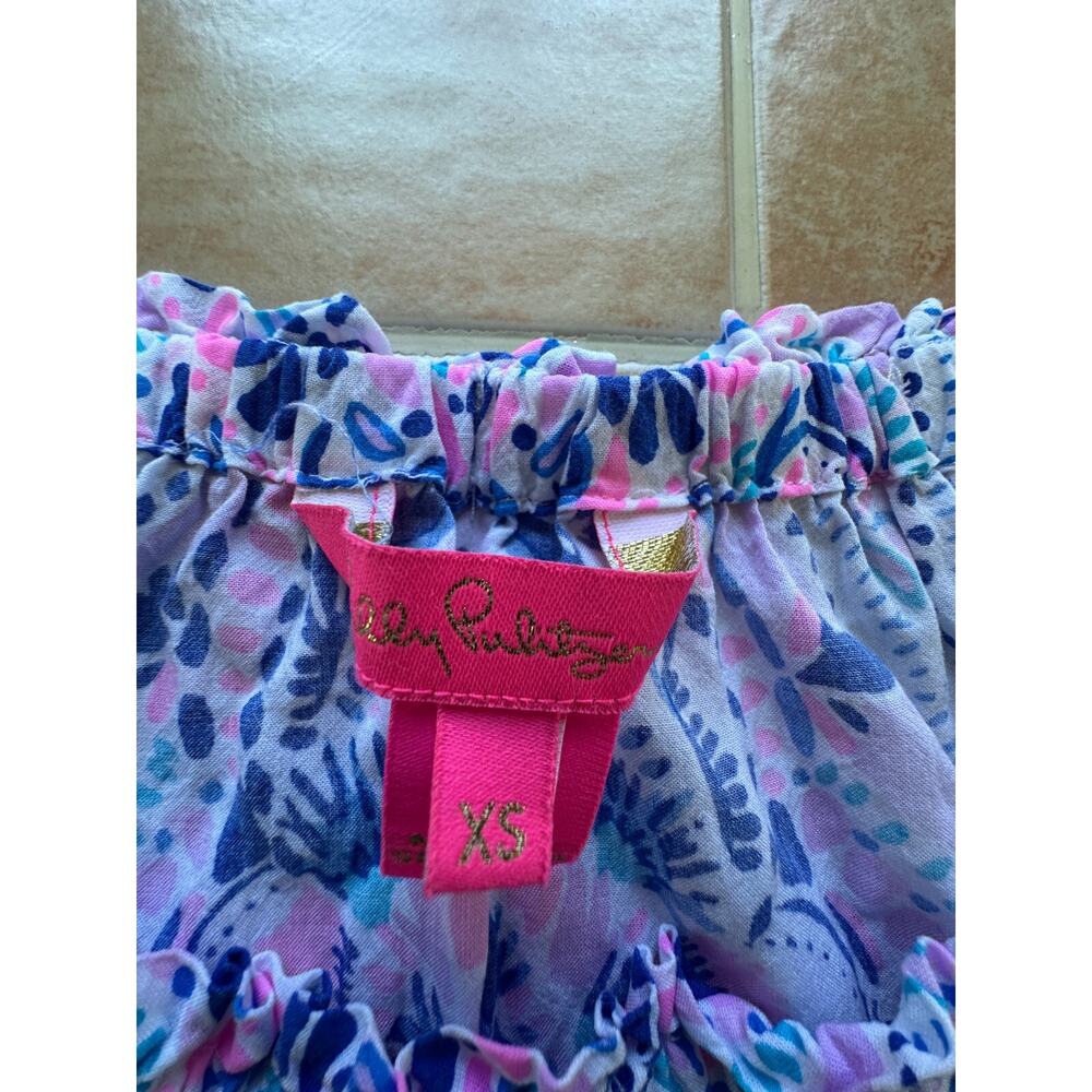 Lilly Pulitzer Nevie Off-the-Shoulder Top Women's XS Blue White Bell Sleeve - Picture 4 of 8
